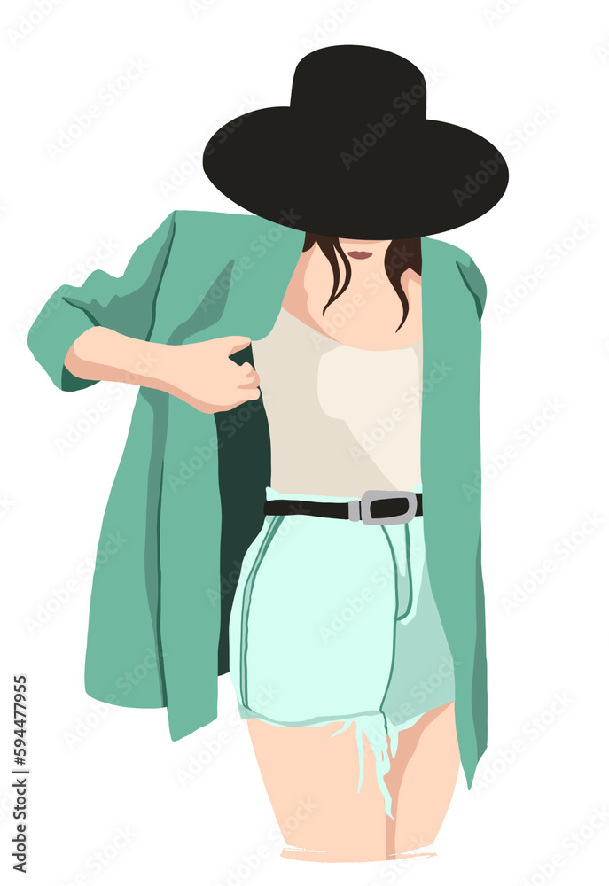 Spring fashion girl in digital format in pastel colors Spring fashion girl in digital format in pastel colors