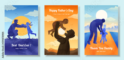 Father's Day watercolor poster set