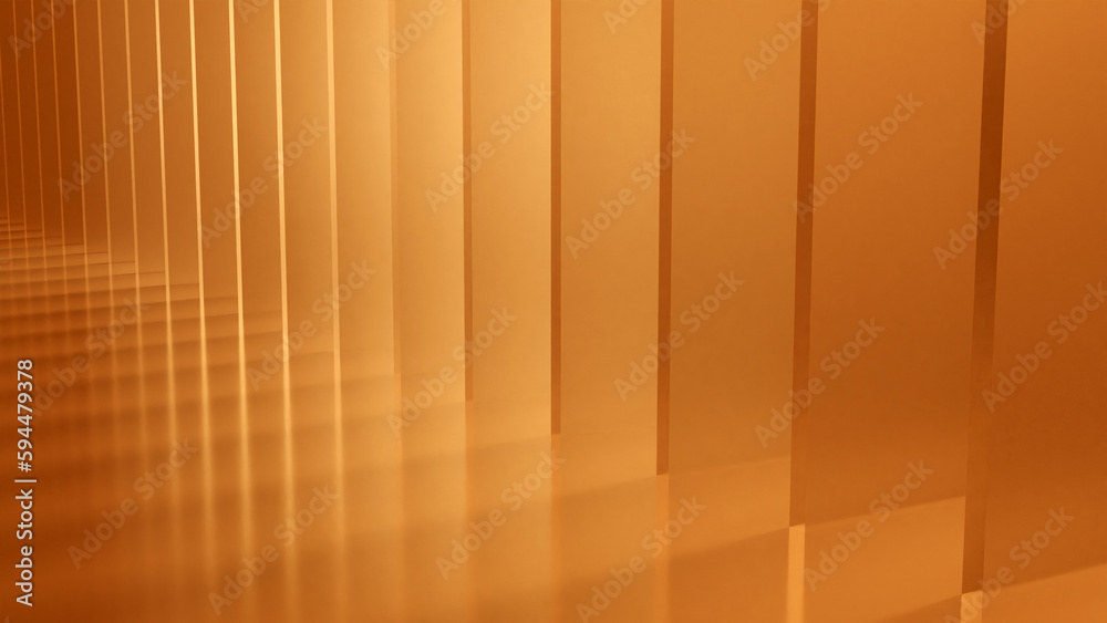 A hall with plate like wall with orange light in sunset time (3D Rendering) A hall with plate like wall with orange light in sunset time (3D Rendering)