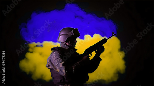 Defender of Ukraine: A Brave Soldier Standing Proudly with the Ukrainian Flag