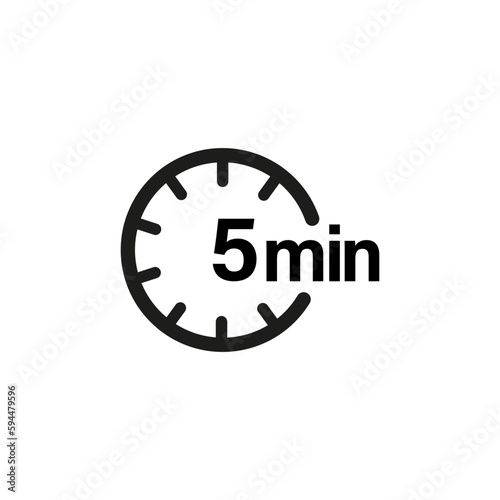 Icon hours 5 minutes. Round shape. Time clock. Vector illustration.