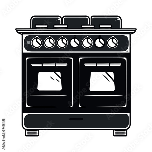Modern kitchen stove icon, isolated