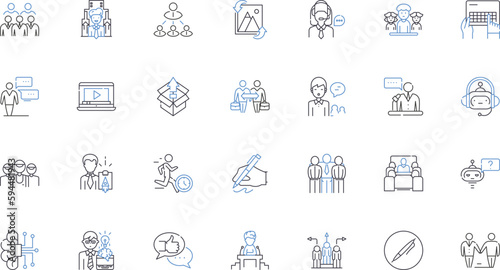 Employment line icons collection. Opportunity, Career, Skills, Experience, Salary, Benefits, Promotion vector and linear illustration. Application,Interview,Resume outline signs set