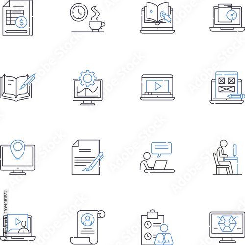 Protocol line icons collection. Standardization, Conduct, Systemization, Procedure, Code, Rules, Customs vector and linear illustration. Principles,Structure,Guidelines outline signs set