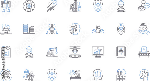 Trade sector line icons collection. Imports, Exports, Tariffs, Logistics, Negotiations, Deals, Commodity vector and linear illustration. Freight,Supply,Demand outline signs set