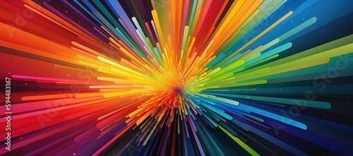 Colorful burst of lines background. Generative AI illustration