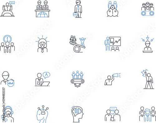 Advocate line icons collection. Supporter, Ally, Believer, Defender, Spokesperson, Activist, Campaigner vector and linear illustration. Upholder,Promoter,Champion outline signs set