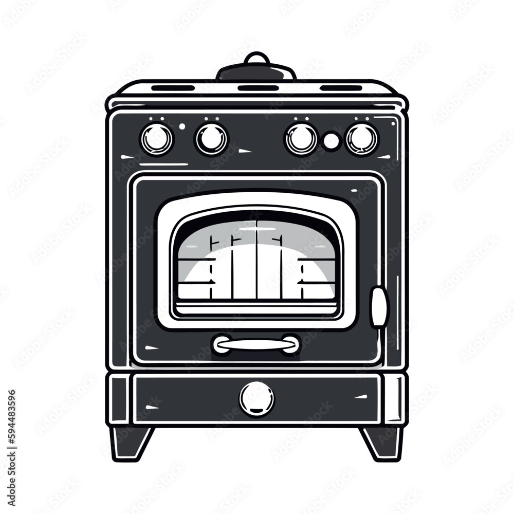 Modern kitchen appliance illustration stove, oven