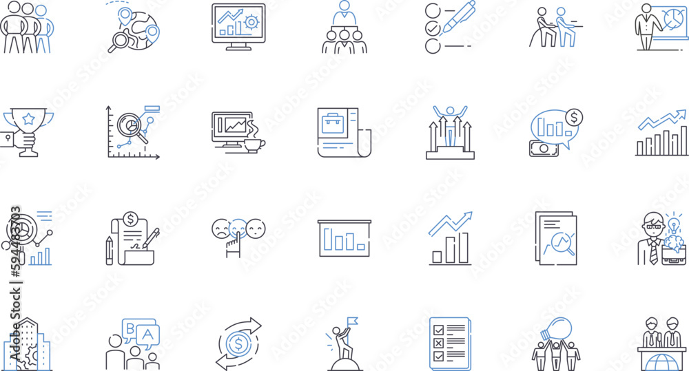 Firm prosperity line icons collection. Growth, Success, Wealth ...