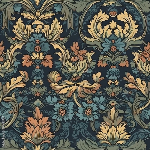 seamless floral pattern on dark background photo
