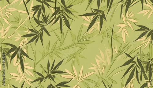 Natural green bamboo with leaf seamless pattern  Generative AI