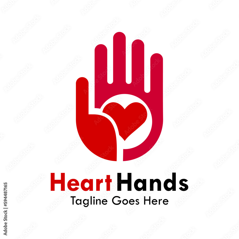 Fototapeta premium Heart hands logo template illustration