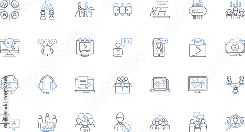 Throng population line icons collection. Crowd, Congestion, Cluster, Mob, Herd, Masses, Flock vector and linear illustration. Horde,Army,Swarm outline signs set