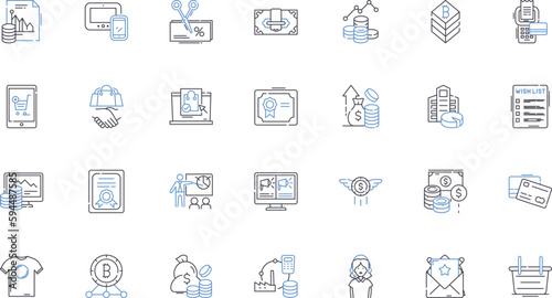 Retain and revenue line icons collection. Retention, Revenue, Loyalty, Sales, Growth, Customer, Retention rate vector and linear illustration. Profit,Renewal,Engagement outline signs set