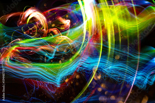 Abstract art made with lights. Long exposition. Celebrations of the international day of light.