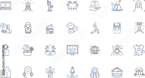 Sightseeing specialist line icons collection. Landmarks, Monuments, Heritage, Scenery, Views, Attractions, Culture vector and linear illustration. History,Iconic,Architecture outline signs set