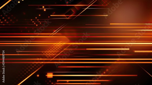 Modern technology and business concept for background wallpaper, orange geometric lines, abstract graphic, AI
