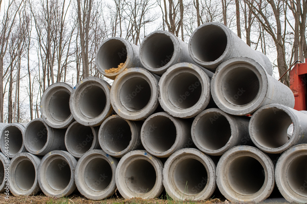 large concrete sewer pipes up on the ground large concrete sewer pipes up on the ground