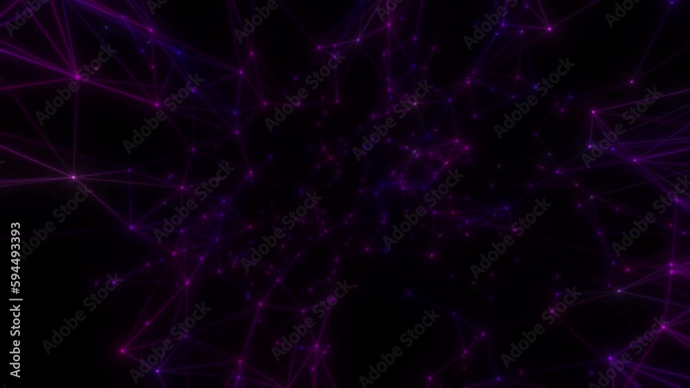 A calming background of a blue-purple neural network. Seamless loop. A calming background of a blue-purple neural network. Seamless loop.