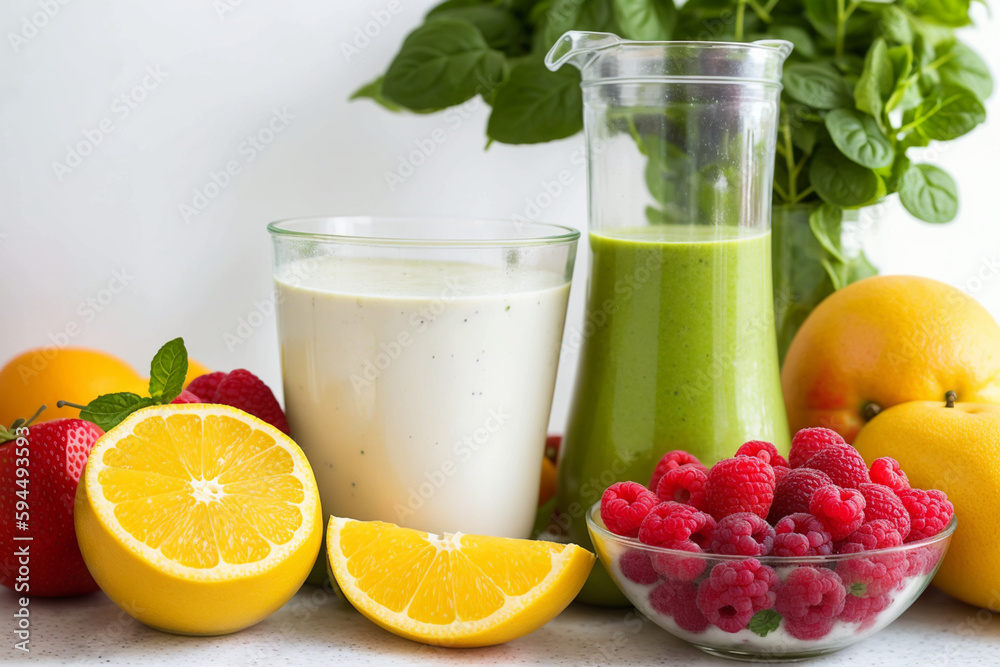 Ingredients for making a healthy smoothie. Generative AI Ingredients for making a healthy smoothie. Generative AI