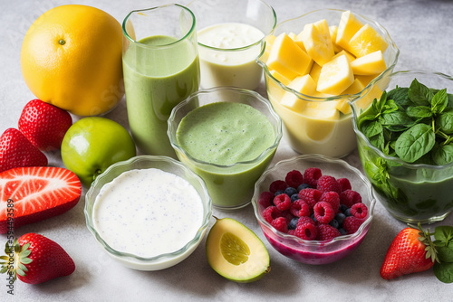 Ingredients for making a healthy smoothie. Generative AI