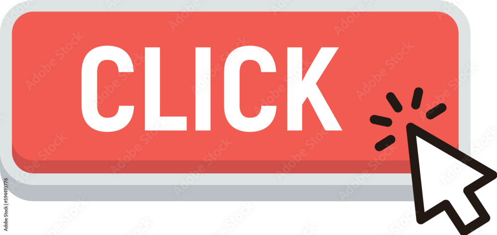 Click here button with hand pointer clicking Click here button with hand pointer clicking