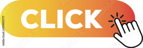 Click here button with hand pointer clicking