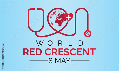 World red cross day, 8th may concept with vector  illustration of red cross symbol with heart shape and stethoscope