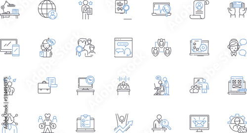 Convergent group line icons collection. Collaboration, Synergy, Integration, Unification, Intersection, Coalescence, Confluence vector and linear illustration. Fusion,Merging,Cohesion outline signs