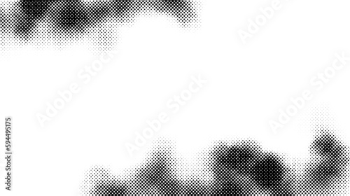 Halftone smoke  texture. Black and white dotted fog or smog background. Comic style design  for banners, collages, posters. Monochrome grunge wallpaper. Vector