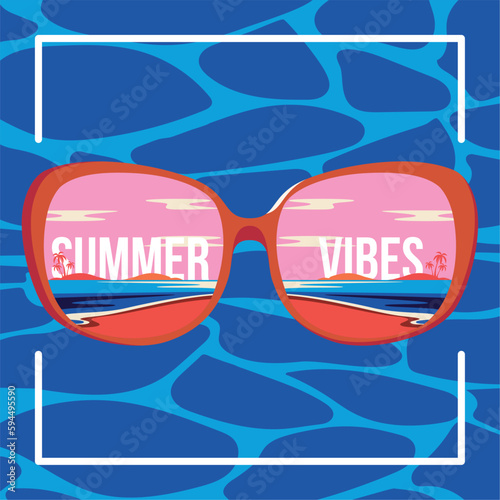 Isolated summer sunglasses summer vibes background Vector