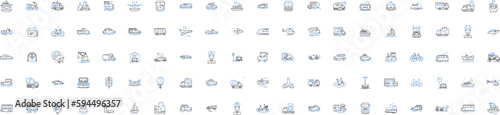 Commute line icons collection. Traffic, Transportation, Subway, Train, Carpool, Bus, Bike vector and linear illustration. Walk,Commuter,Rush-hour outline signs set