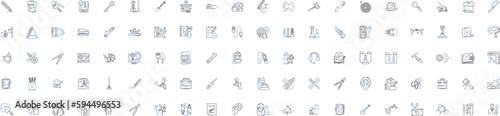 Computer systems line icons collection. Hardware, Software, Motherboard, CPU, GPU, RAM, SSD vector and linear illustration. HDD,BIOS,Monitor outline signs set