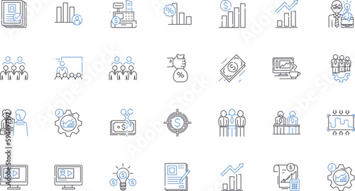 Assessment line icons collection. evaluation, diagnosis, measurement, analysis, feedback, appraisal, judgement vector and linear illustration. ranking,grading,testing outline signs set