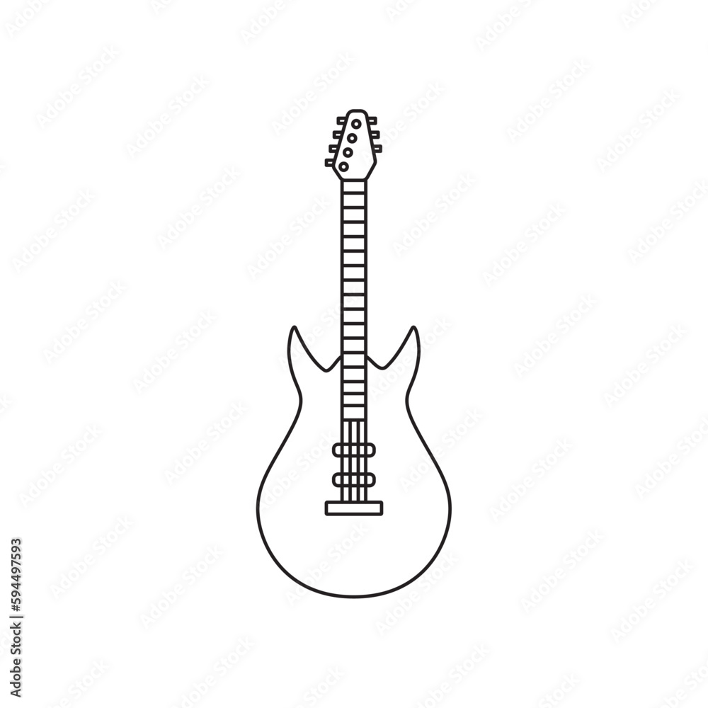 Obraz premium Isolated electric guitar outline icon Flat design Vector
