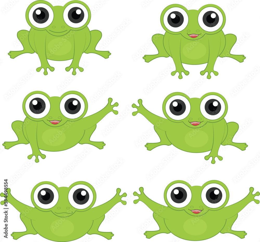 Cute green frog cartoon character isolated on white cliff Cute green frog cartoon character isolated on white cliff
