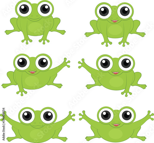 Cute green frog cartoon character isolated on white cliff