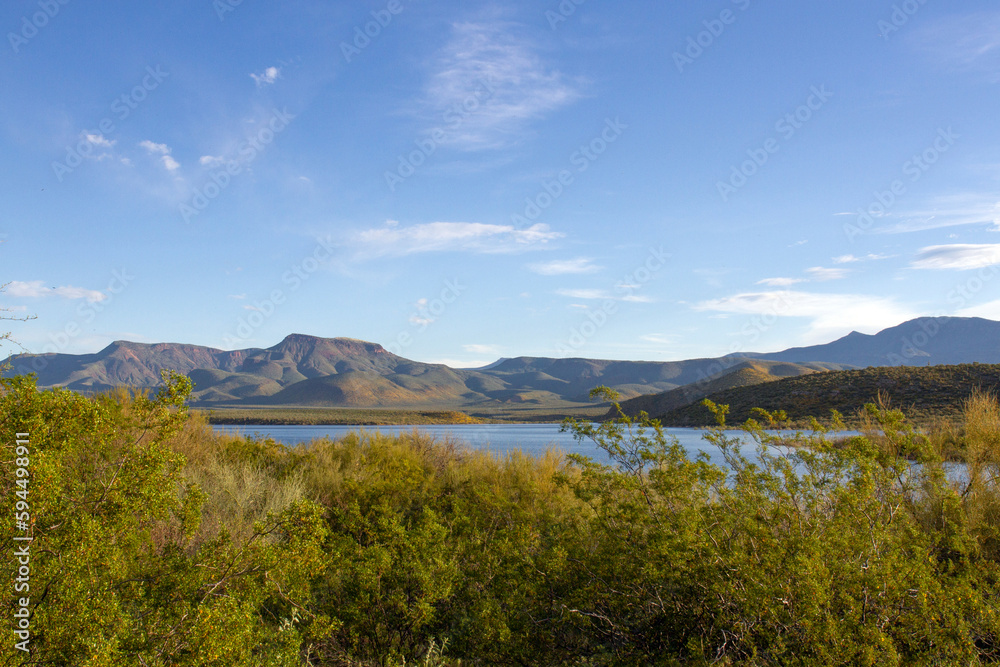 Theodore Roosevelt Lake with high water in spring 2023