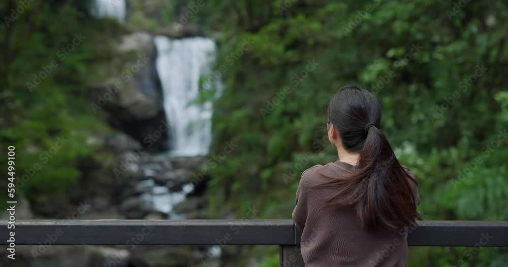 Woman go hiking in neidong national forest recreation area in Taiwan