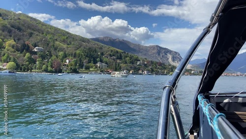 Wallpaper Mural Static view from Italian touristic moored boat ready to cruise maggiore lake Torontodigital.ca