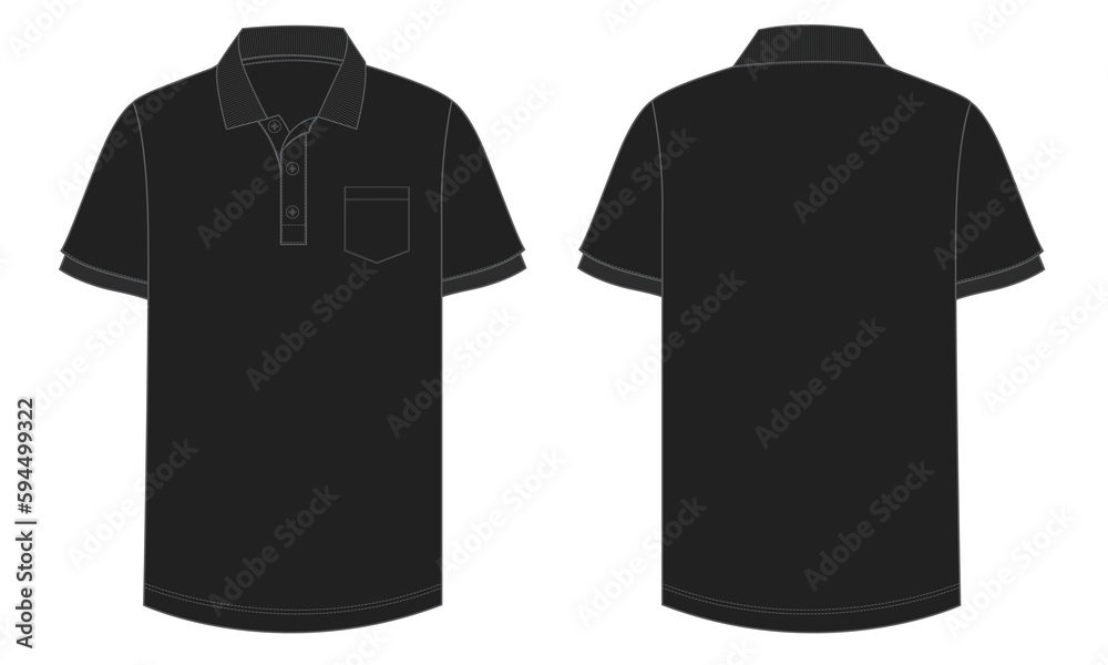 Short sleeve Polo shirt Technical Fashion flat sketch vector ...