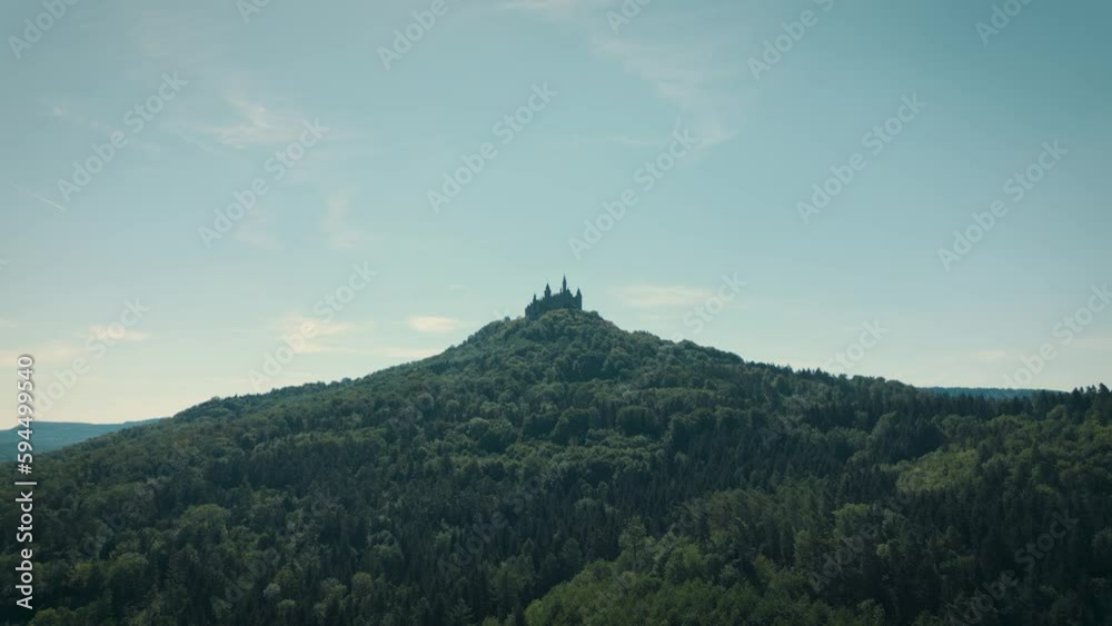 Aerial flying towards Hohenzollern Castle, Germany Aerial flying towards Hohenzollern Castle, Germany