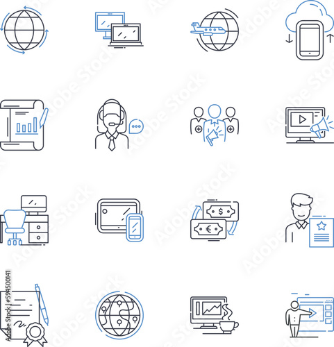 Business real estate line icons collection. Commercial, Industrial, Retail, Hospitality, Office, Warehouse, Development vector and linear illustration. Investment,Venture,Acquisition outline signs set