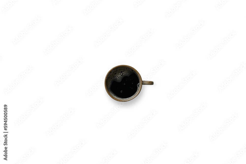 Espresso in a cup isolated on white background, clipping path included.