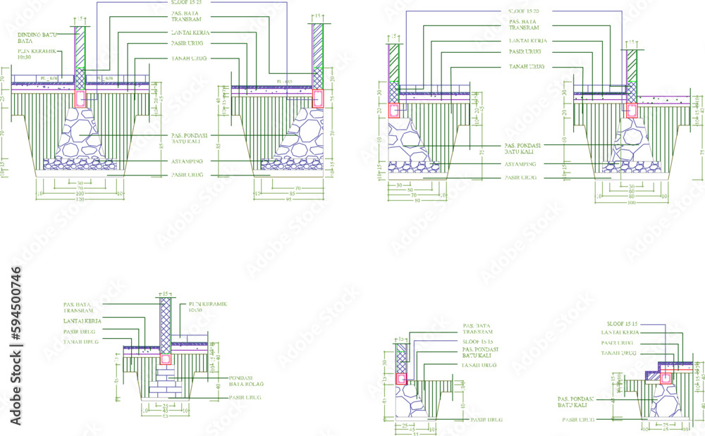 Vector illustration sketch of simple house foundation details