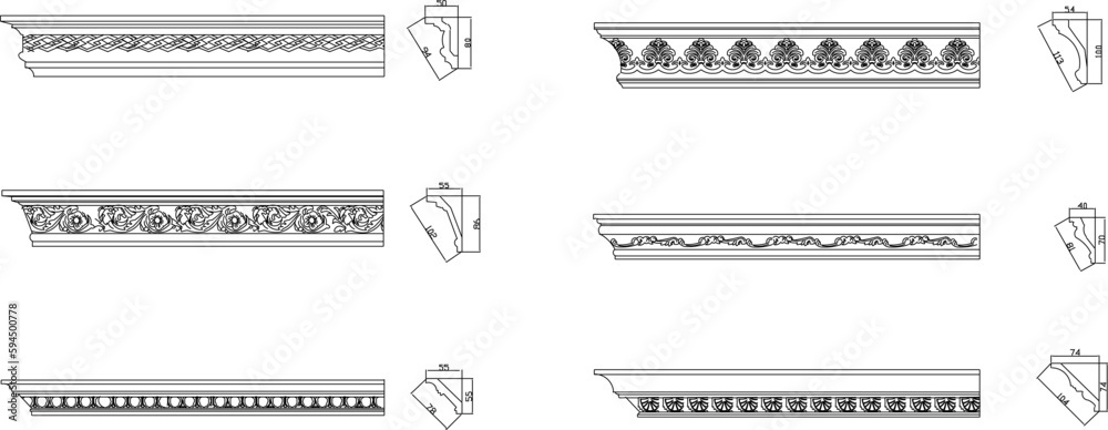 Obraz premium Vector sketch detailed illustration of classic gypsum profile