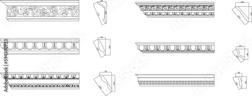 Vector sketch detailed illustration of classic gypsum profile
