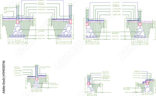 Vector illustration sketch of simple house foundation details