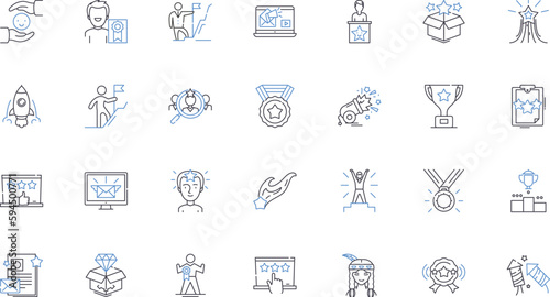 Fruitful organization line icons collection. Growth, Success, Productivity, Achievement, Improvement, Efficiency, Innovation vector and linear illustration. Creativity,Empowerment,Collaboration