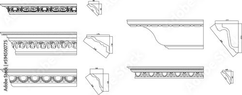 Vector sketch detailed illustration of classic gypsum profile